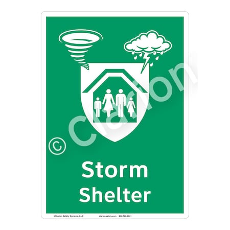 ANSI/ISO Compliant Storm Shelter Safety Signs Indoor Photoluminescent Plastic (W4) 14 X 10